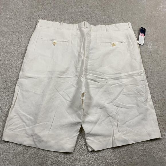 VTG Polo Ralph Lauren Shorts Mens 38 White Linen Silk Pleated Chino Summer - Picture 2 of 10